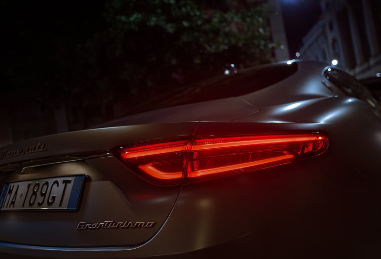 Rear angled side view of Maserati Gran Turismo