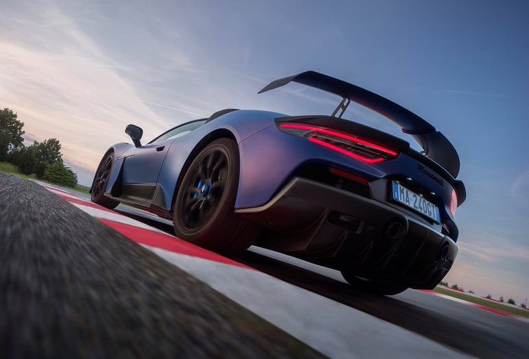 Rear angled view of Maserati GT2 Stradale